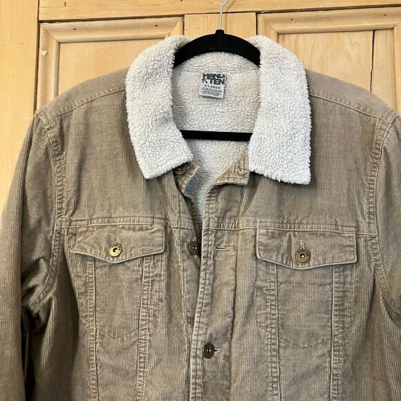 Hang Ten Mens Vintage 90s Corduroy Sherpa Lined Jacket Size XLG Beige Tan SP EXC